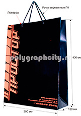 Вертикальный бумажный пакет по заказу компании ПРОСТОР