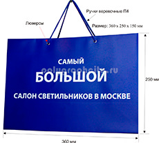 Горизонтальный бумажный пакет по заказу компании МУЛЬТИБРЕНДОВЫЙ САЛОН СВЕТА