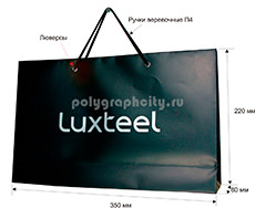 Горизонтальный бумажный пакет по заказу компании LUXTEEL